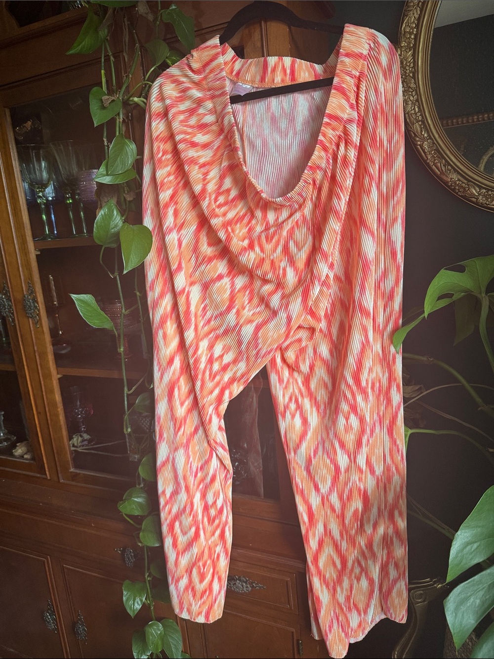 Women's Pink Orange Printed palazzo pants